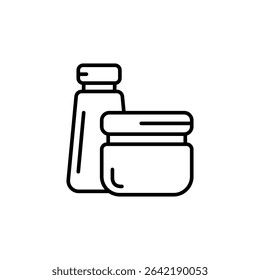 Simple Line Drawing Of Cosmetic Containers Representing Skincare Products