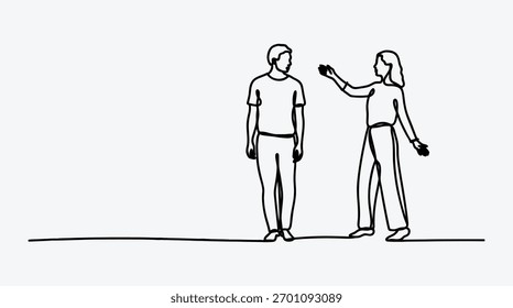 Simple line drawing of a couple having a discussion or argument