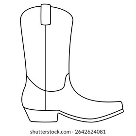 Simple line drawing of cowboy boot icon. Clipart image isolated on background.