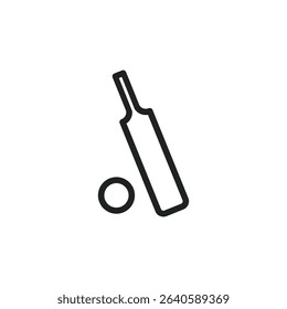 A simple line drawing of a cricket bat and ball
