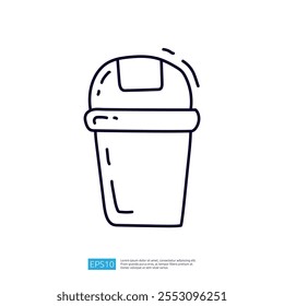 A simple line drawing of a cup with a lid, resembling a beverage container, often used for drinks like coffee or smoothies.