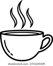 A simple line drawing of a cup with steam rising from it, indicating hot beverage.