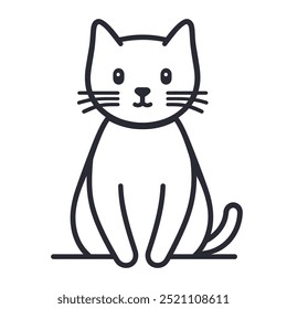 A simple line drawing of a cute cat sitting.