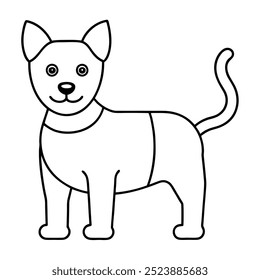 A simple line drawing of a cute dog, perfect for adding a touch of whimsy to your designs. This playful and friendly illustration is ideal for kids' products, pet-themed projects.