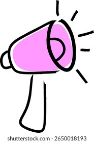 Simple Line Drawing Cute Megaphone Announcement Icon on White Background