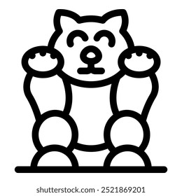 Simple line drawing of a cute polar bear cub sitting with its paws raised