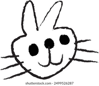 Simple line drawing of a cute rabbit. Vector Illustration.