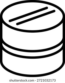 Dibujo de línea simple de un cilindro con dos líneas en la parte superior