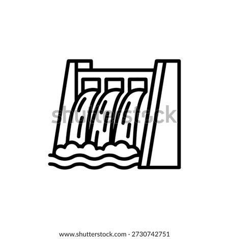 Simple Line Drawing Dam and Hydroelectric Power Plant Illustration Icon