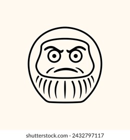 Simple line drawing of a Daruma doll. Simple modern line art. 