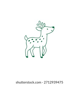 A simple line drawing of a deer with spots on its body and antlers.