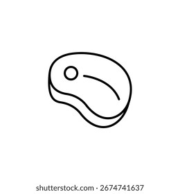 Dibujo De Línea Simple De Un Delicioso Corte De Carne En La Superficie De Lona Blanca