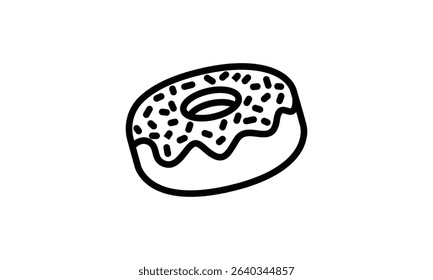 Simple line drawing of a delicious donut with sprinkles.