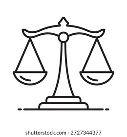 Un simple dibujo de línea que representa una ilustración clásica de la escala de la justicia