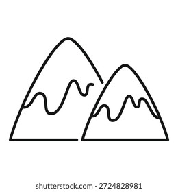 Dibujo de línea simple que representa dos picos de montaña cubiertos de nieve