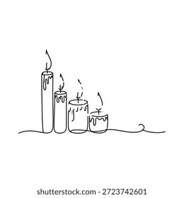 Um simples desenho de linha retrata uma coleção de velas de cera derretendo