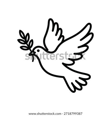 A simple line drawing depicts a dove carrying an olive branch
