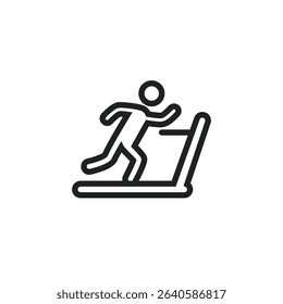 A simple line drawing depicts a person running on a treadmill, symbolizing fitness, exercise, and a healthy lifestyle.