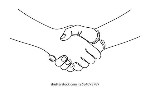 Um simples desenho em linha representa duas mãos firmemente agarradas.