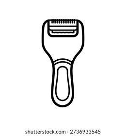 Simple line drawing of a derma roller for skincare and microneedling treatment on a white background.
