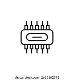 Simple line drawing design of a microchip electronic circuit board