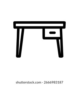 Escritorio de dibujo de línea simple con icono de muebles minimalistas de cajón