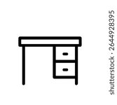 Simple Line Drawing Desk With Two Drawers Furniture Icon