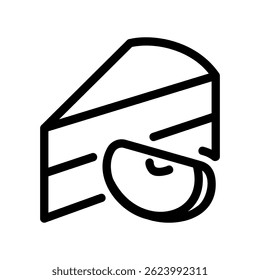 Simple Line Drawing of a Dessert Portion Featuring Fruit
