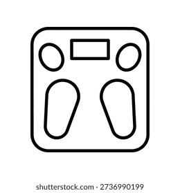 Simple line drawing of a digital bathroom scale on white background