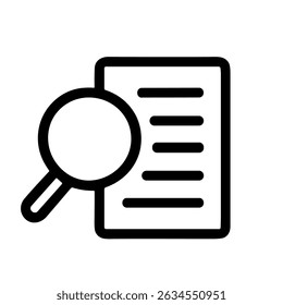 Simple Line Drawing Document with Magnifying Glass Examination Icon