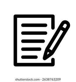 Simple Line Drawing Document With Pencil Business Office Illustration