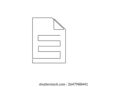 Simple Line Drawing of Documents, Research and Document Review Process, Simple Continuous Line Drawing of a Document, Document and Pen in a Single Line,