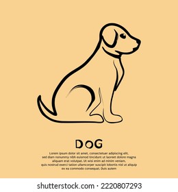 Simple line drawing of a dog. Vector illustration