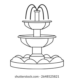 Simple Line Drawing of a Double-Tiered Fountain