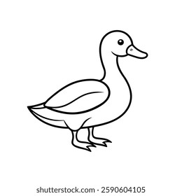 A simple line drawing of a duck standing