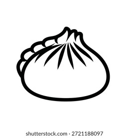 Dibujo de línea simple de un alimento Dumpling comida asiática