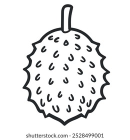 A simple line drawing of a durian fruit, showcasing its spiky exterior.