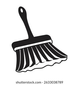 Desenho de linha simples de uma ferramenta de poeira com uma alça e cerdas varrendo