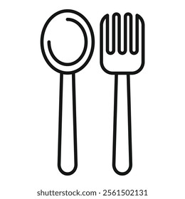 Simple line drawing of eating utensils representing a fork and spoon side by side