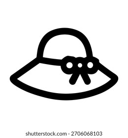 Simple Line Drawing Elegant Sun Hat with Bowknot Fashion Icon