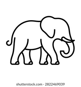 Simple line drawing of an elephant standing alone in profile illustration