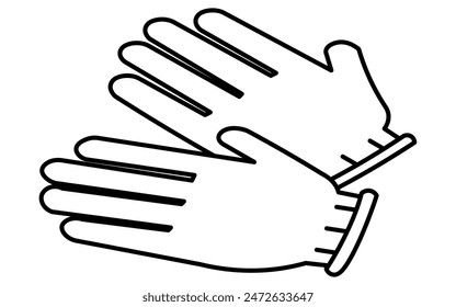 Dibujo simple de la línea del kit de la emergencia, guantes blancos del trabajo, ilustración isométrica, Ilustración vectorial