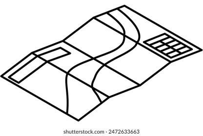 Simple line drawing of emergency kit, hazard map, isometric illustration, Vector Illustration