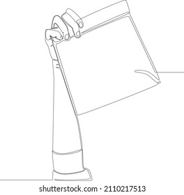 Simple line drawing of an employee finishes preparing an order to be delivered in black and white background. Vector illustration. Delivery.