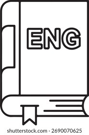 Einfache Linienzeichnung eines englischsprachigen Lehrbuchs