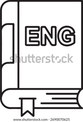 Simple line drawing of an english language textbook