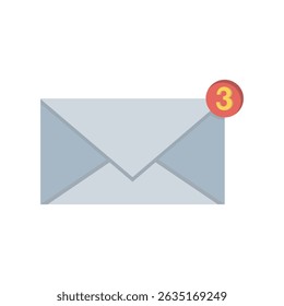 Un simple dibujo de línea de un sobre con una notificación de número.  Ideal para su uso en Sitios web, aplicaciones o materiales de impresión