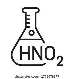 Simple line drawing of an erlenmeyer flask with nitric acid formula