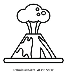 Simple line drawing of an erupting volcano with ash cloud