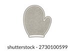 A simple line drawing of an exfoliating bath mitt with a stippled texture, used for body scrubbing and skincare routines.